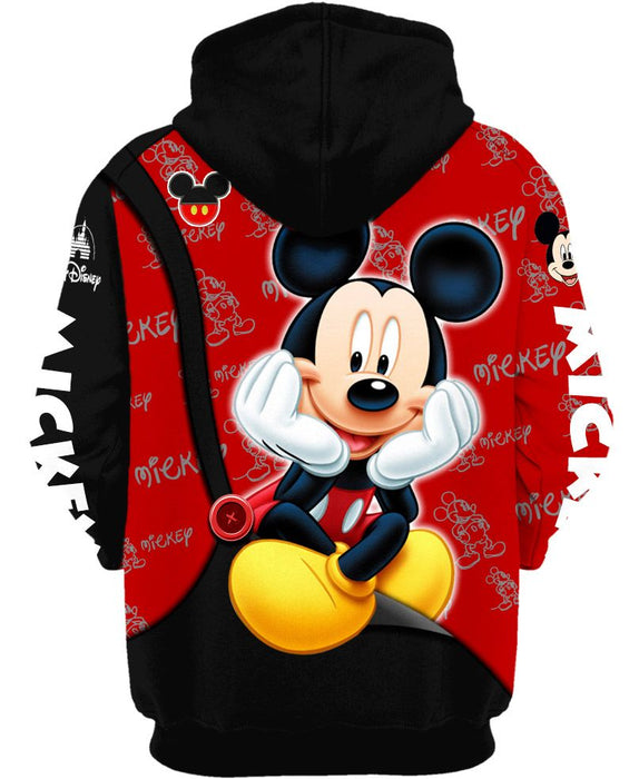 Red and Black Mickey Mouse Zip-up Hoodie