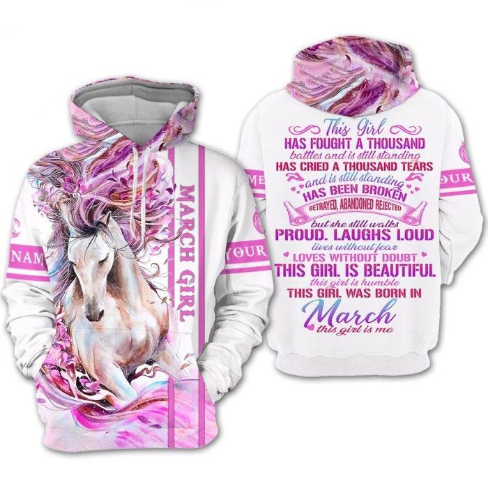 Custom Personalized Birthday March Girl Horse Hoodie