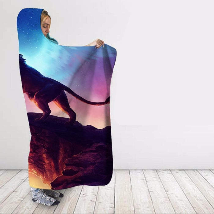 Looking Into the Distance Lion Blanket Hoodie