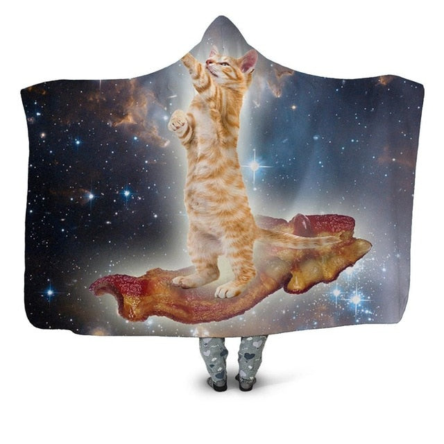 Bacon Cat Galaxy Blanket Hoodie