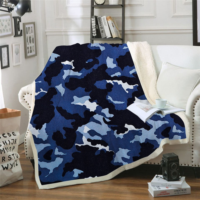 Navy Blue Camo Blanket Quilt