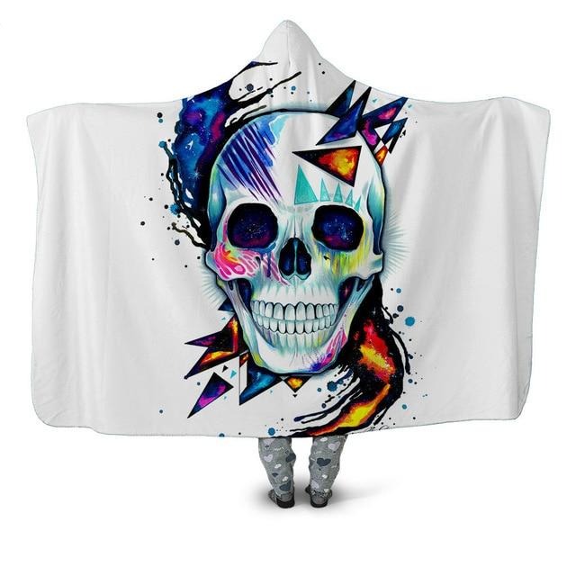 Skull Digital Art Blanket Hoodie