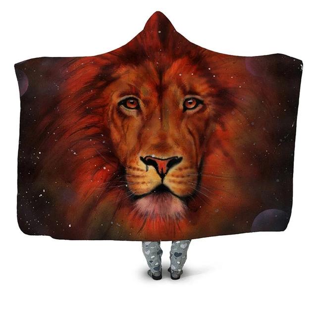 Orange Galaxy Lion Blanket Hoodie