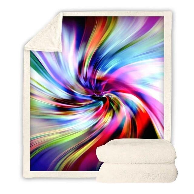 Rainbow Digital Swirl Blanket Quilt