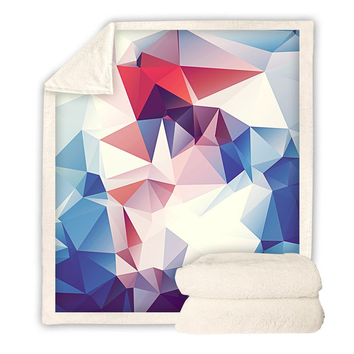 Blue Geometric Triangle Blanket Quilt