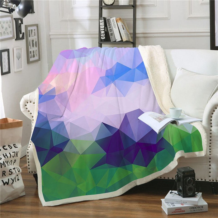 Geometric Mountain Sunset Blanket Quilt