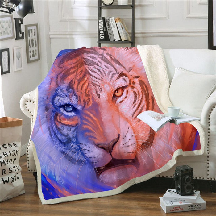 Orange & Blue Tiger Blanket Quilt