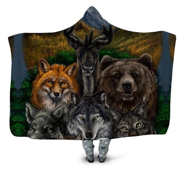 Forest Animals Blanket Hoodie