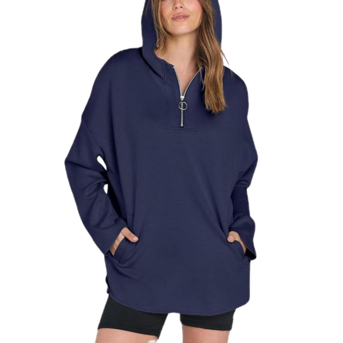 Oversized Quarter Zip Tunic Hoodie