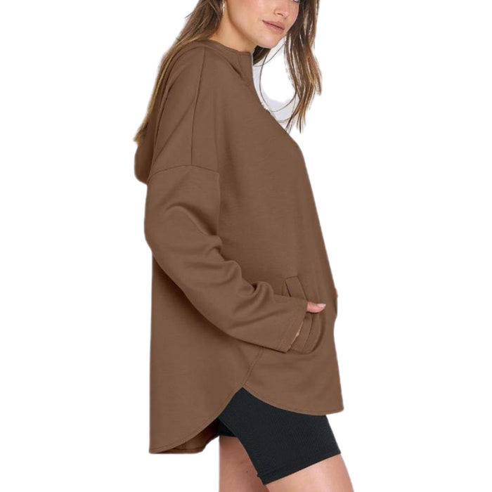 Oversized Quarter Zip Tunic Hoodie