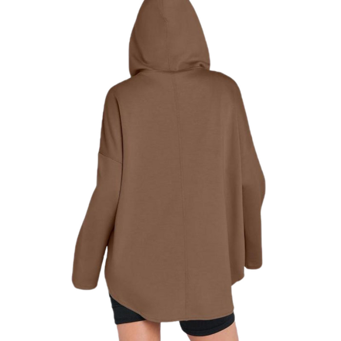 Oversized Quarter Zip Tunic Hoodie