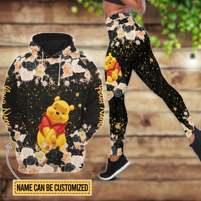 Customizable Winnie The Pooh Glitter Hoodie And Leggings Set