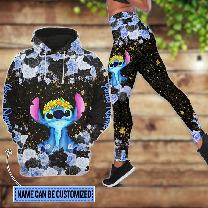 Custom Floral Stitch Character Hoodie