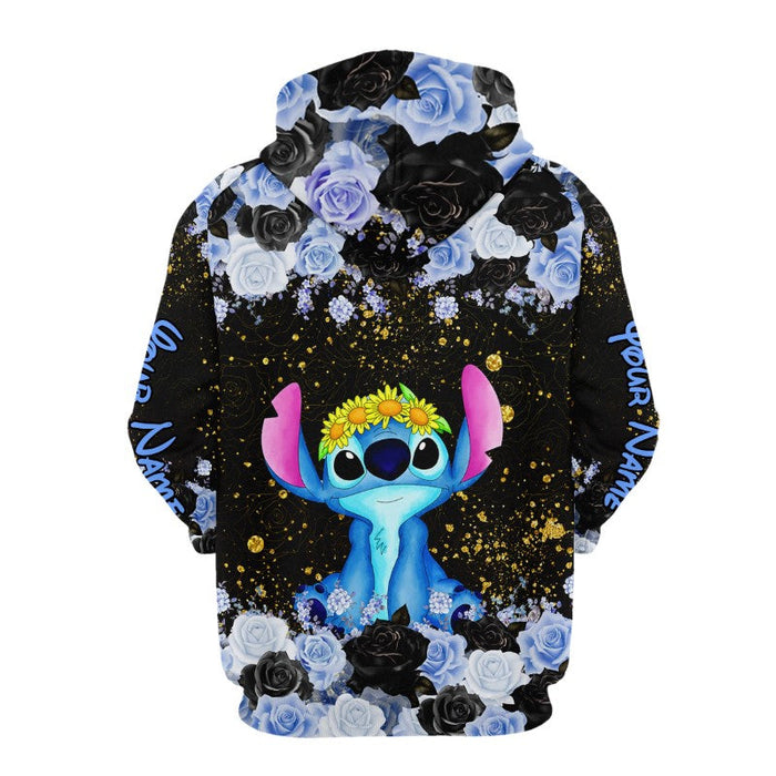 Custom Floral Stitch Character Hoodie