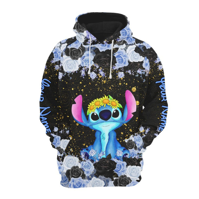 Custom Floral Stitch Character Hoodie