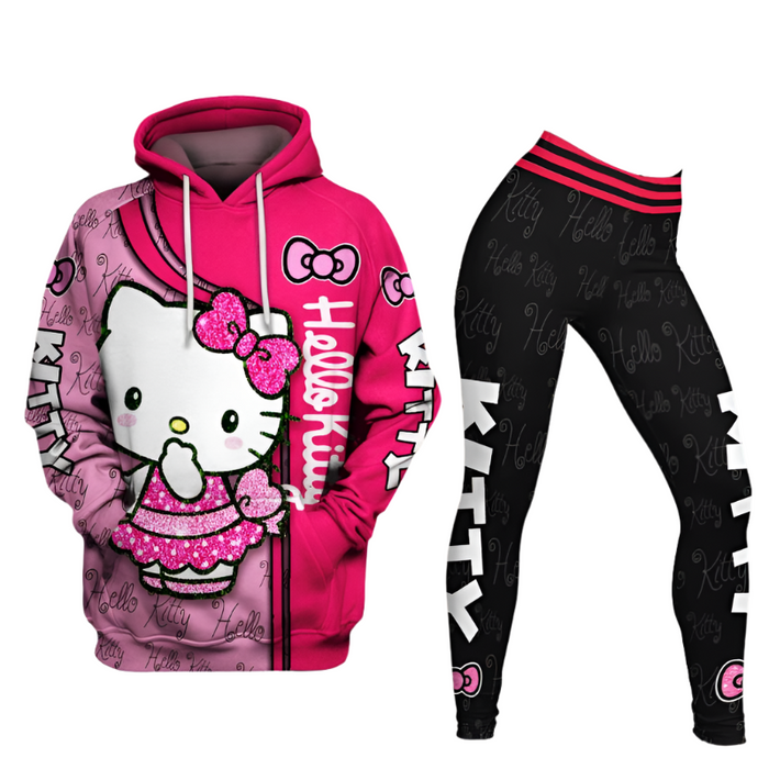 Hello Kitty Design Hoodie And Leggings Set