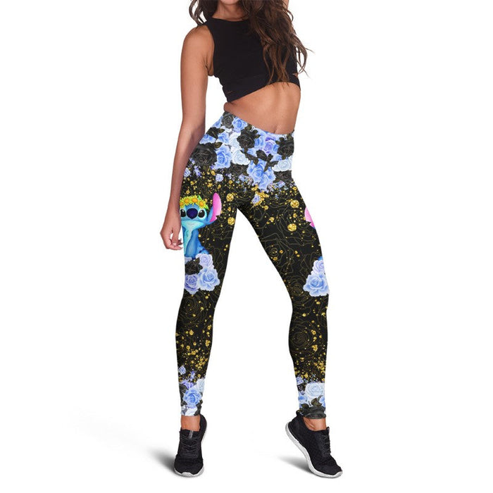 Custom Floral Character Hoodie And Leggings Set