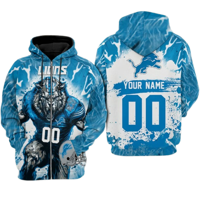 Customizable Professional Detroit Lions Printed Hoodie