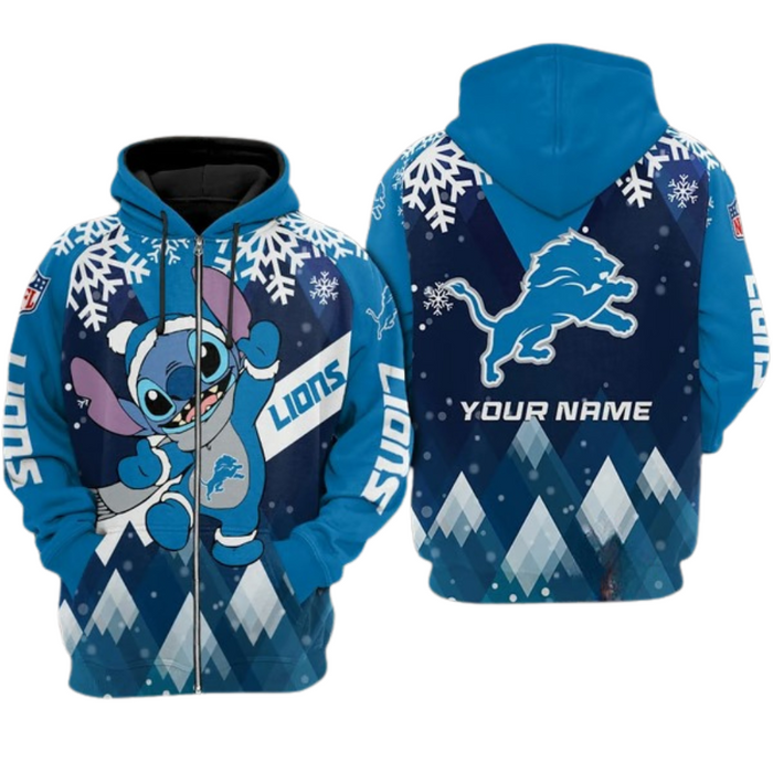 Personalized Detroit Lions Hoodie With Festive Character Design