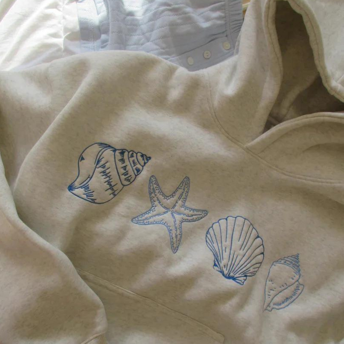 Seashell Design Hoodie With Pockets