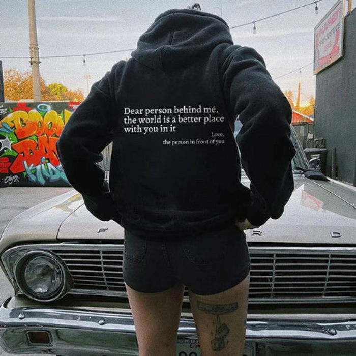 Quote Printed Pattern Hoodie