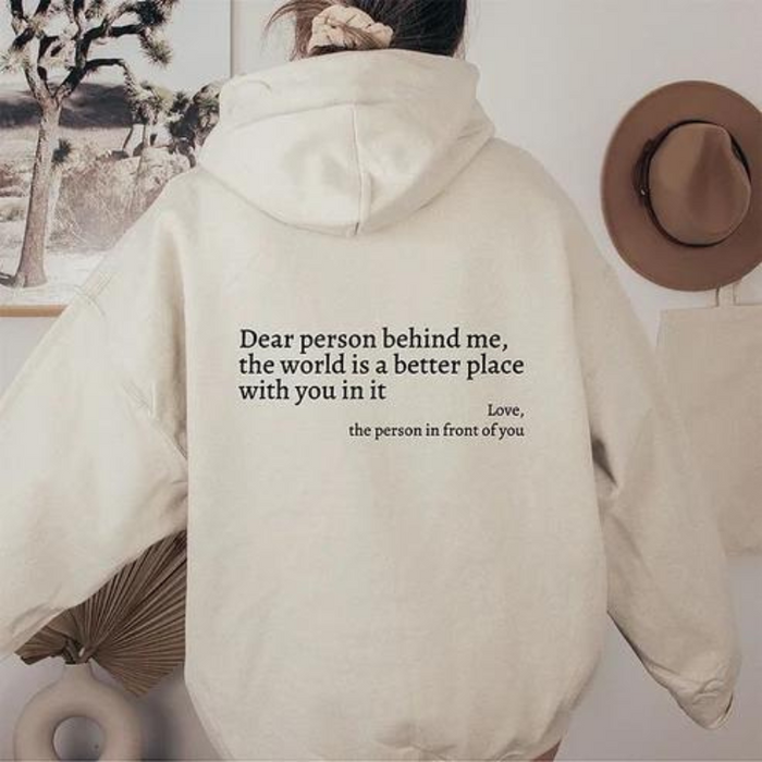 Quote Printed Pattern Hoodie