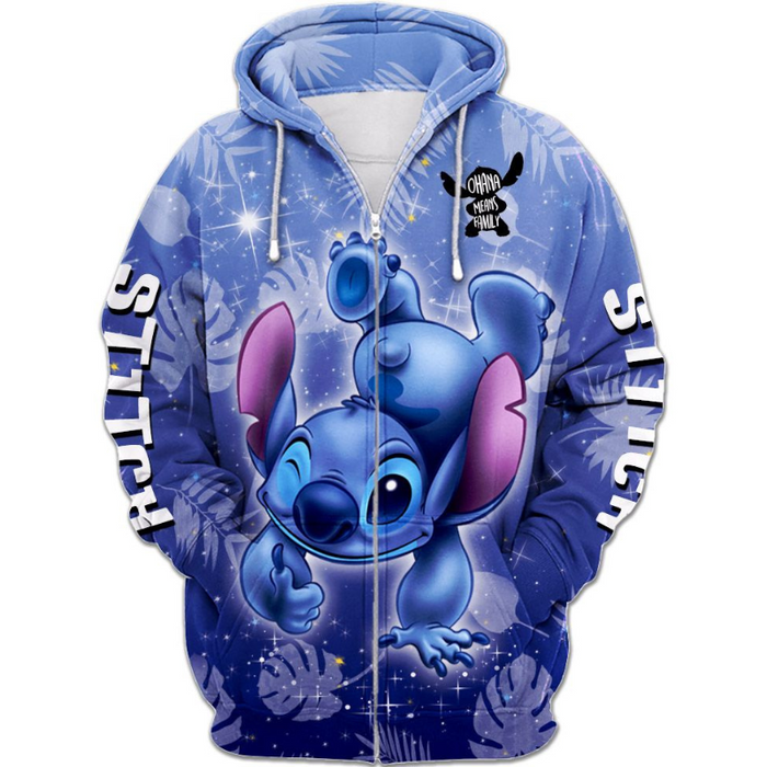 Stitch Ohana Castle Glitter Hoodie And Leggings Combo