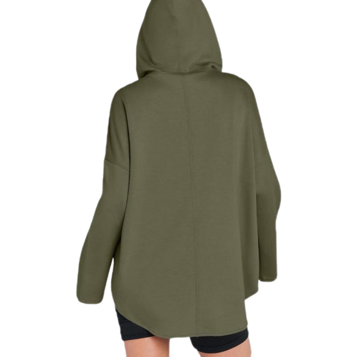 Oversized Quarter Zip Tunic Hoodie