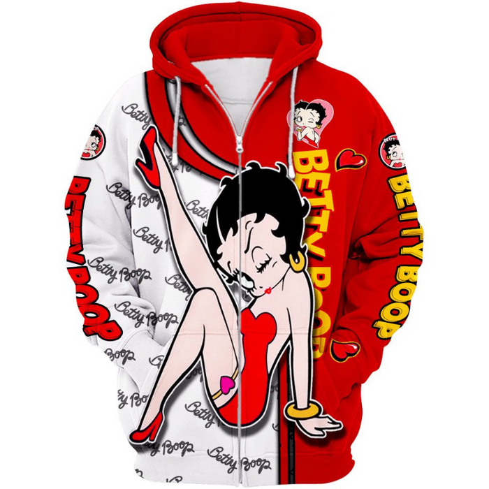 Betty Boop Pattern Hoodie And Leggings Set