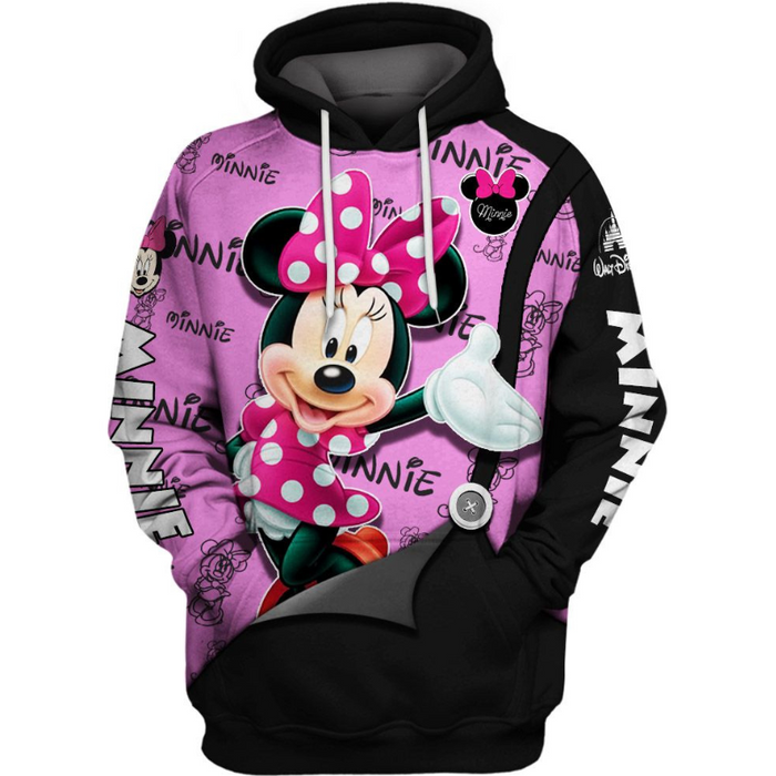 Minnie Mouse Text Print Hoodie And Leggings Set