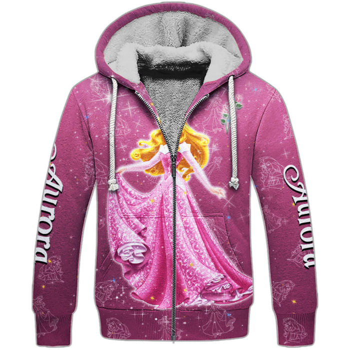 Aurora Princess Castle Glitter Pattern Hoodie And Sweatshirt