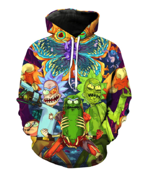 Colorful Rick and Morty Pullover Hoodie