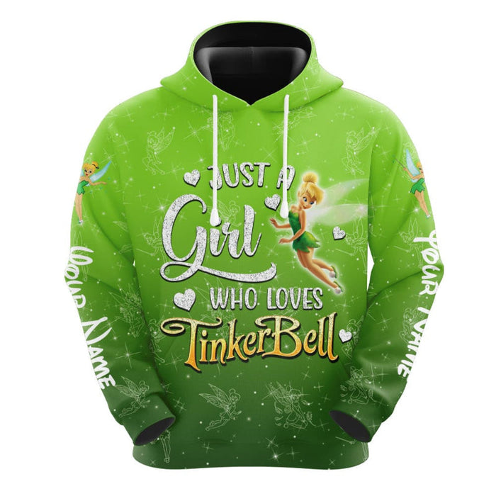 Custom Just A Girl Tinker Bell Glitter Pattern Hoodie And Capris Leggings Set