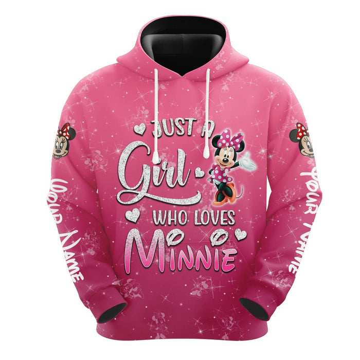 Custom Name Just A Girl Minnie Mouse Hoodie And Capris Leggings Set