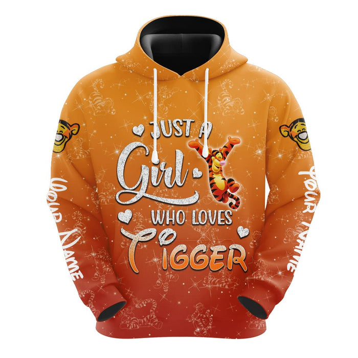 Custom Name Just A Girl Tigger Hoodie And Capris Leggings Set