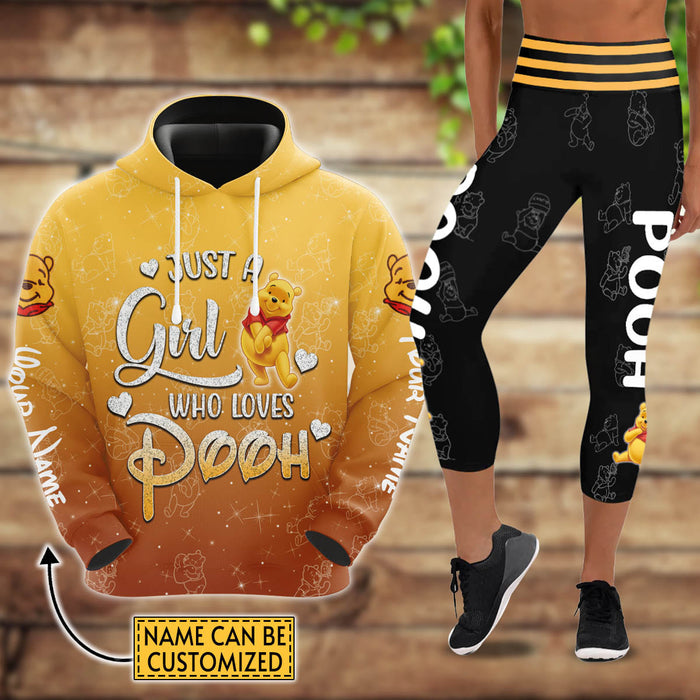 Custom Name Winnie The Pooh Hoodie And Capris Leggings Set