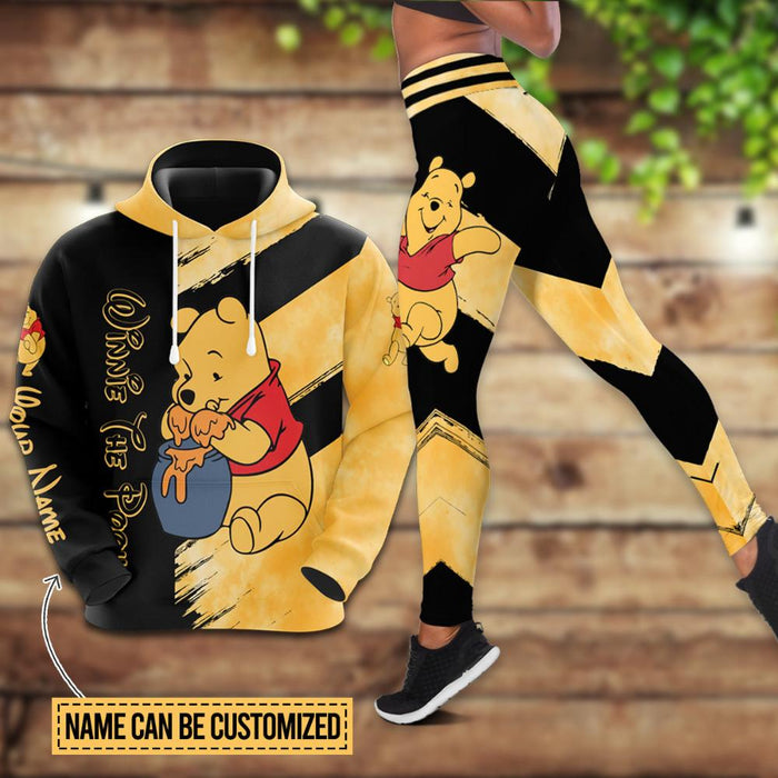 Custom Name Winnie The Pooh Themed Hoodie And Leggings Set