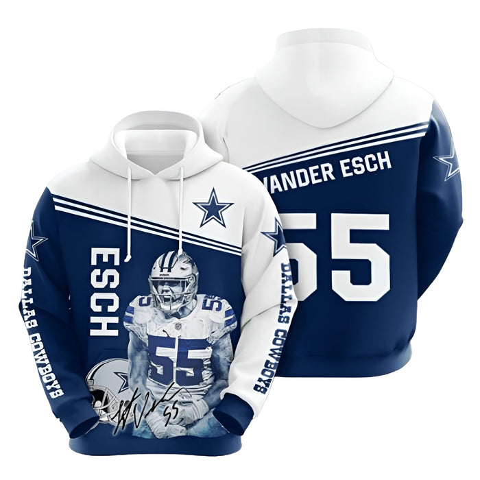 Dallas Cowboys Graphic Hoodie With Player Number And Name Design