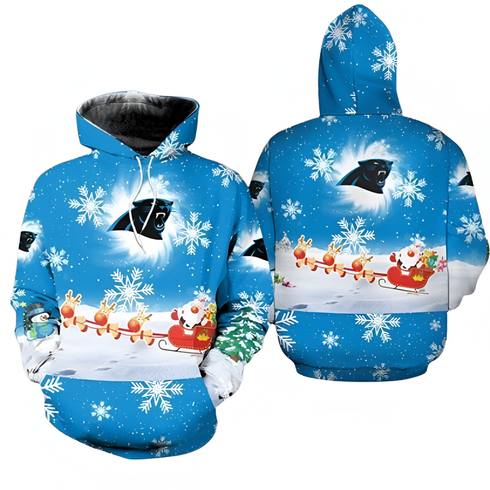 Festive Snowflake Hoodie With Santa Sleigh Design