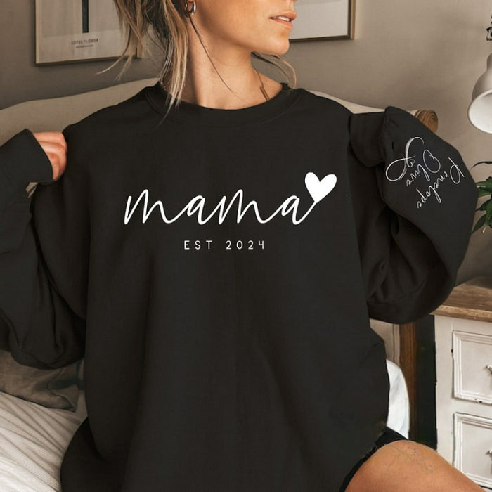 Infinite Love Mom Custom Mama Sweatshirt with Kids Names On Sleeve