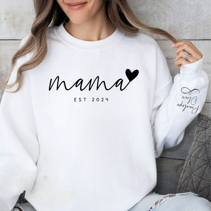 Infinite Love Mom Custom Mama Sweatshirt with Kids Names On Sleeve