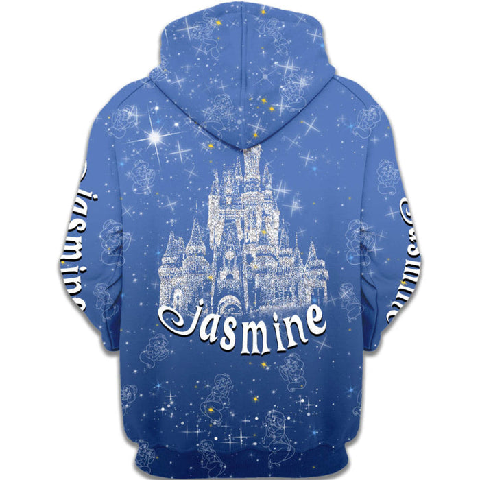 Jasmine Princess Castle Glitter Hoodie And Sweatshirt