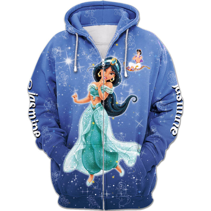 Jasmine Princess Castle Glitter Hoodie And Sweatshirt