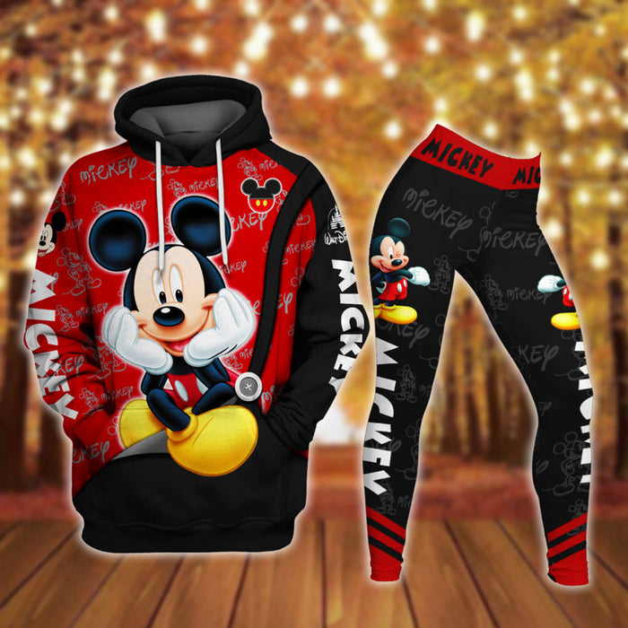 Mickey Mouse Pattern Hoodie And Leggings Set