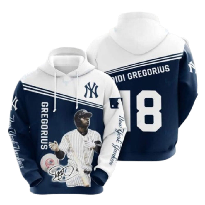 NY Yankees Pullover Hoodie With Baseball Graphic