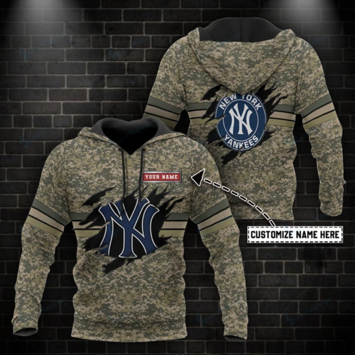 Personalized New York Yankees Pattern All Over Printed Hoodie