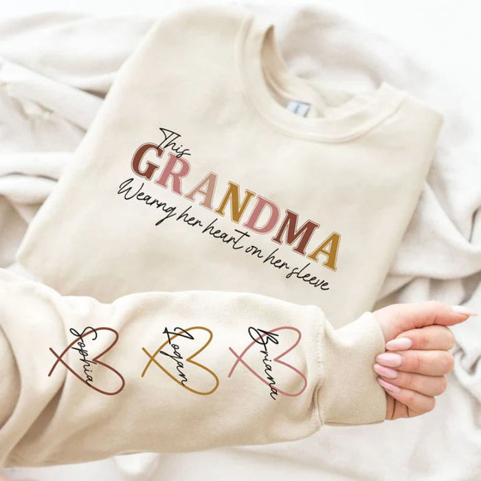 Personalized Wear Mama Sweatshirt With Kid Names On Sleeves For Mothers Day