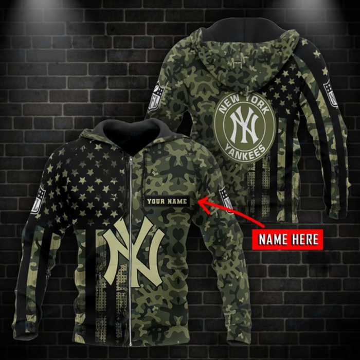 New York Yankees Camo Style Custom Hoodie