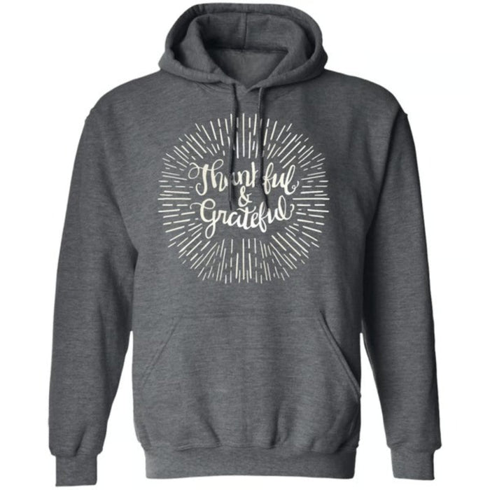 Thankful And Grateful Printed Pullover Hoodie