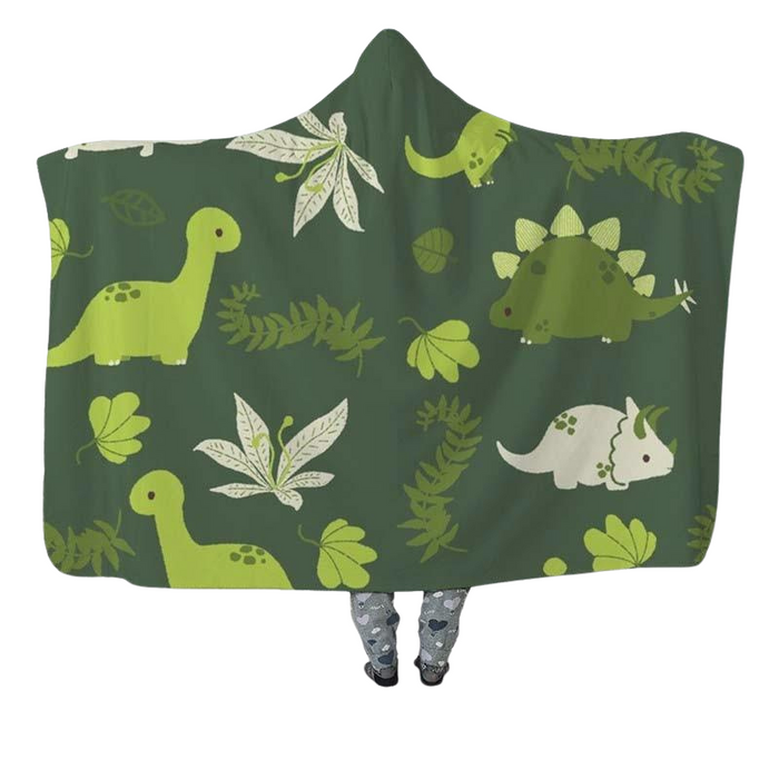 Green Dinosaurs Blanket Hoodie